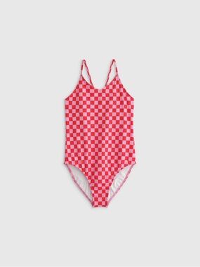 NWT QUINCE One-Piece Swimsuit Pink Check 8263